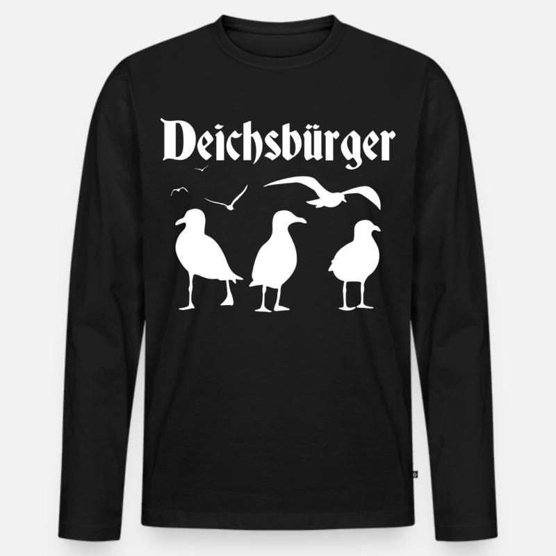 Deichsbürger Möwencrew - Männer Premium Bio Langarmshirt - Schwarz
