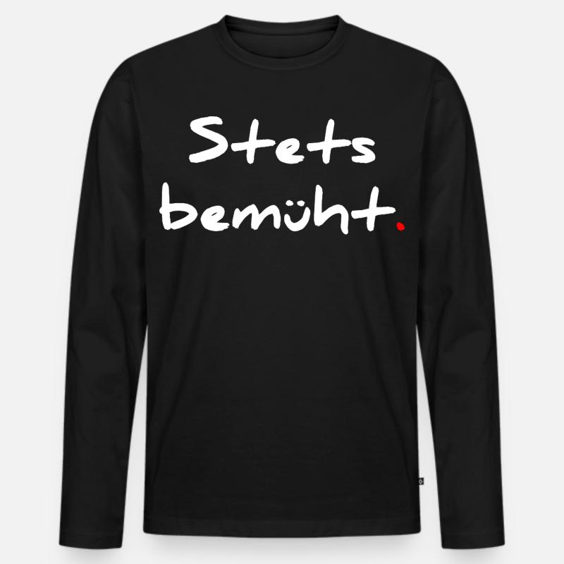 Stets bemüht – mit Punkt - Männer Premium Bio Langarmshirt - Schwarz