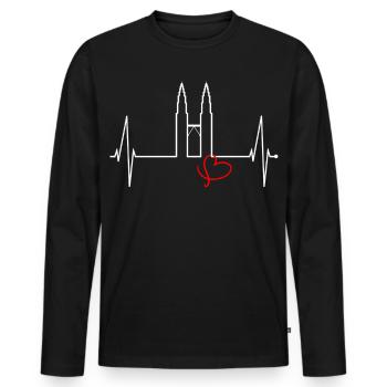 Kuala Lumpur Skyline Heartbeat Malaysia Love KLCC - Men's Premium Organic Long Sleeve Shirt - black - Front - Nico (187cm)
