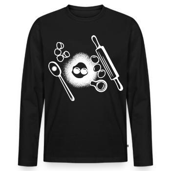 Dessin des ingrédients de cuisson - T-shirt manches longues Premium bio Homme - noir - Devant - Nico (187cm)