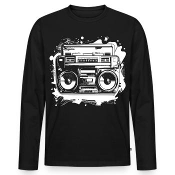Dessin de musique hip hop - T-shirt manches longues Premium bio Homme - noir - Devant - Nico (187cm)