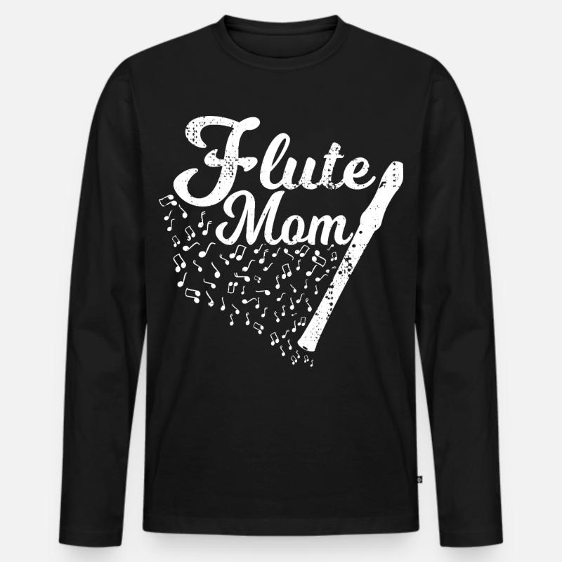 Flötenspieler Mama - Männer Premium Bio Langarmshirt - Schwarz