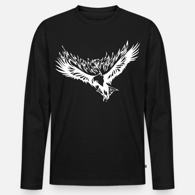 Flammenadler - Männer Premium Bio Langarmshirt - Schwarz