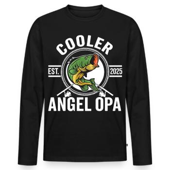 Cooler Angel Opa Fischen Ruhestand - Männer Premium Bio Langarmshirt - Schwarz - Vorne - Nico (187cm)