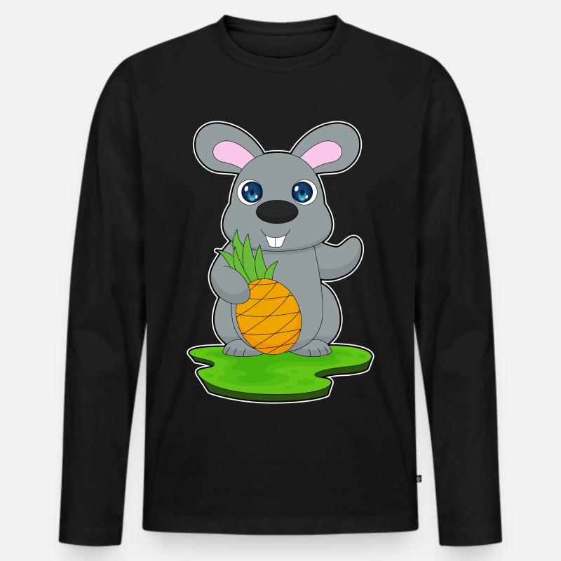 Bunny Pineapple Fruit - Men's Premium Organic Long Sleeve Shirt - black