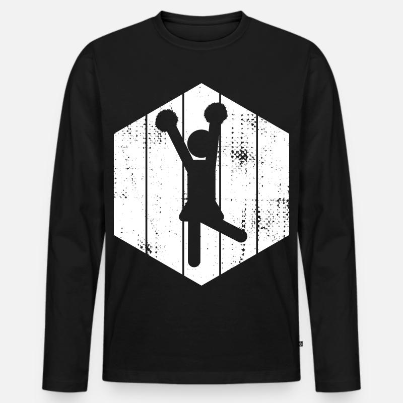 Lustige Cheerleader Strichmännchen - Männer Premium Bio Langarmshirt - Schwarz