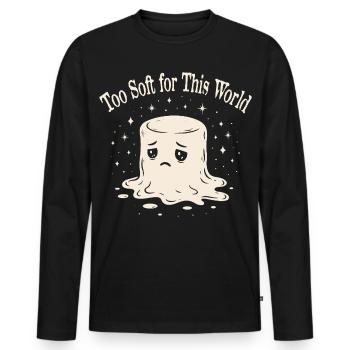 Melancholischer Marshmallow - Sensibel & Soft - Männer Premium Bio Langarmshirt - Schwarz - Vorne - Nico (187cm)