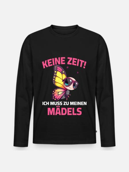 Bunte Schmetterlingsmotive mit Spaßschrift - Männer Premium Bio Langarmshirt - Schwarz