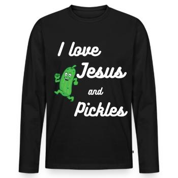 Gurken und Jesus Religiös - Männer Premium Bio Langarmshirt - Schwarz - Vorne - Nico (187cm)