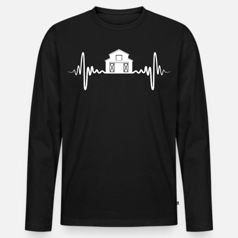 Bauernhaus Herzlinie - Männer Premium Bio Langarmshirt - Schwarz