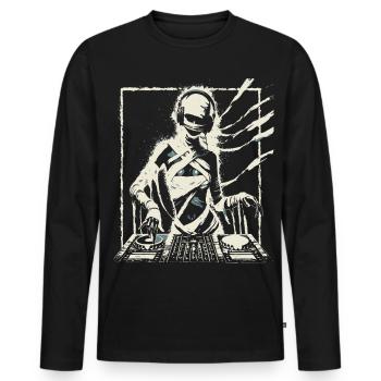 Futuristic DJ with Glitch Effects. - Men's Premium Organic Long Sleeve Shirt - black - Front - Nico (187cm)