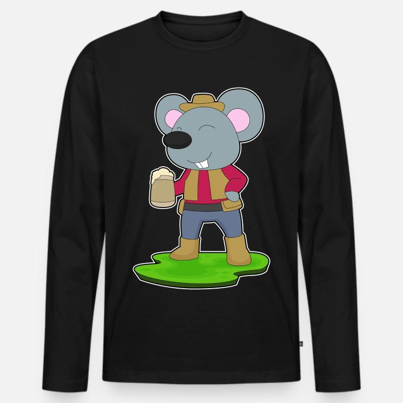 Maus Bierkrug Bier - Männer Premium Bio Langarmshirt - Schwarz