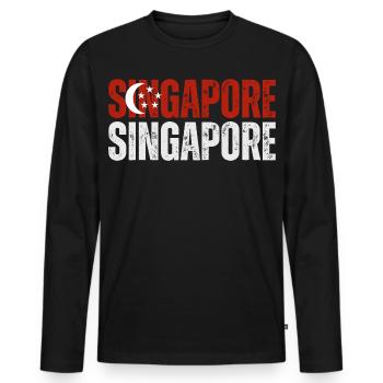 Drapeau de Singapour, j’aime Singapour - T-shirt manches longues Premium bio Homme - noir - Devant - Nico (187cm)