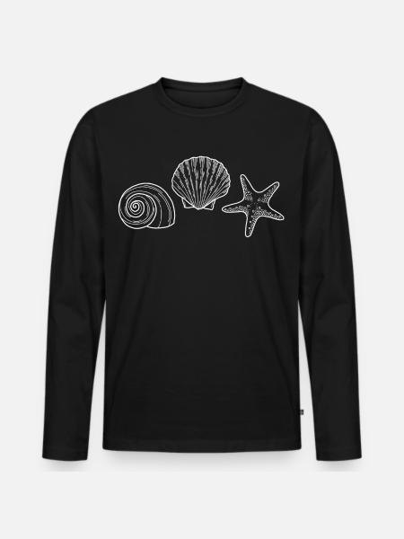 Shell, Starfish, Snail - white - Men's Premium Organic Long Sleeve Shirt - black