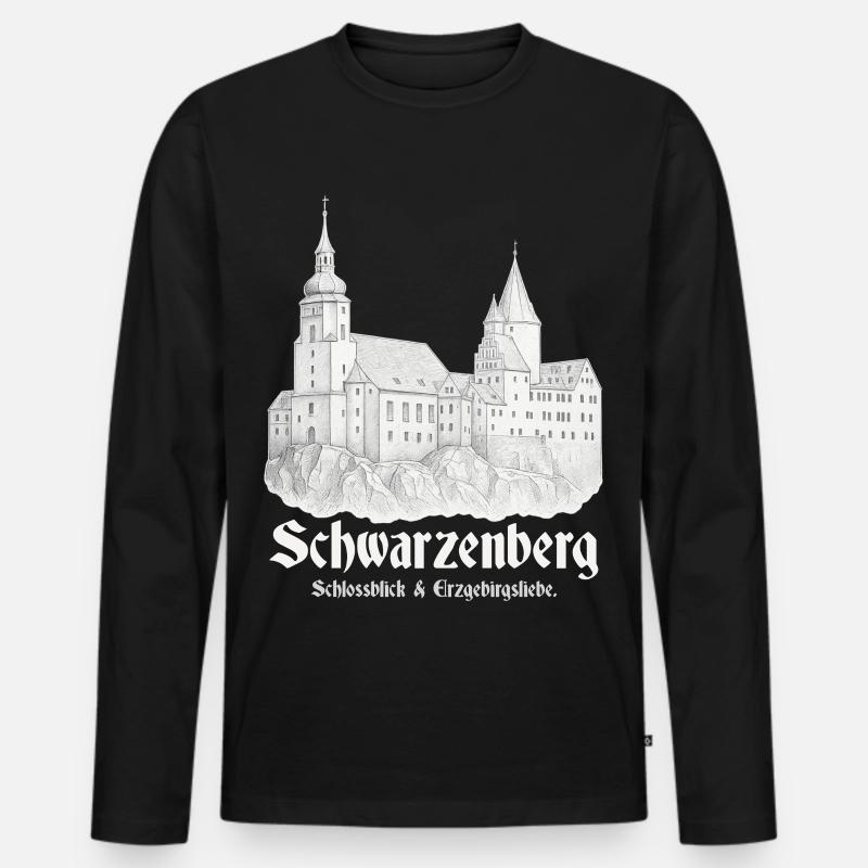 Schwarzenberg Schlossblick - Männer Premium Bio Langarmshirt - Schwarz
