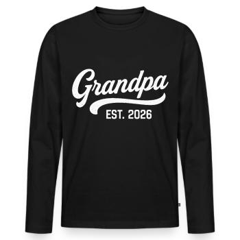 Grand-père EST. 2026 - T-shirt manches longues Premium bio Homme - noir - Devant - Nico (187cm)