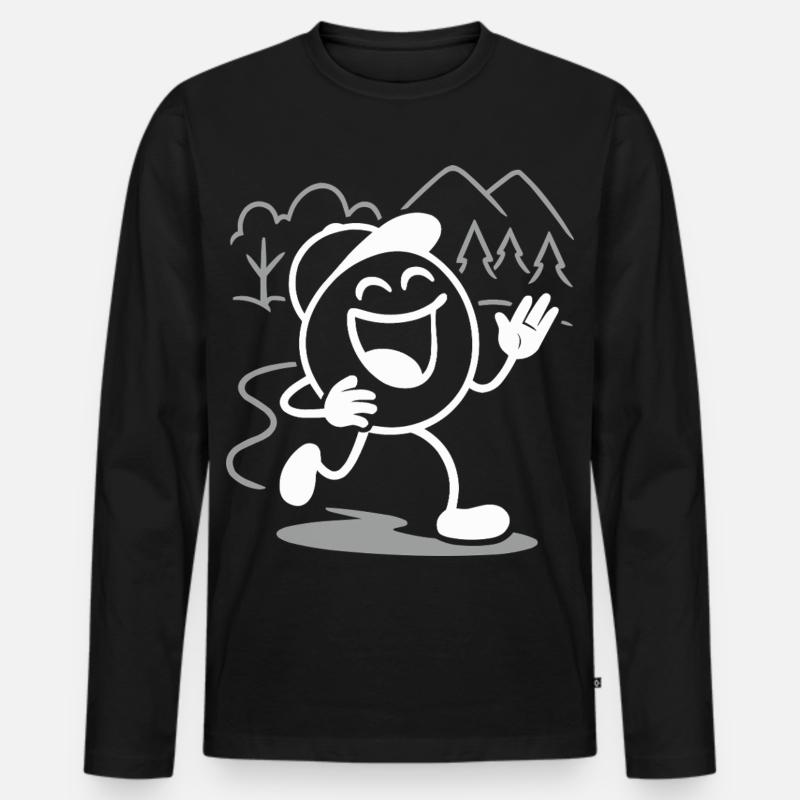 Ribbo läuft lachend durch den Tag - Männer Premium Bio Langarmshirt - Schwarz