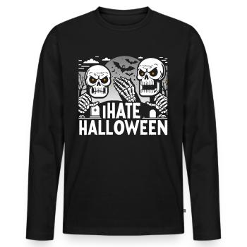 Dark Gothic Halloween Skeleton Design - Men's Premium Organic Long Sleeve Shirt - black - Front - Nico (187cm)