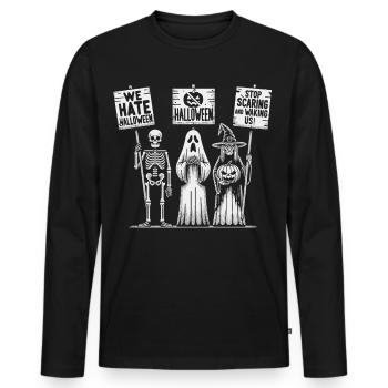 Conception de squelettes de protestation d’Halloween - T-shirt manches longues Premium bio Homme - noir - Devant - Nico (187cm)