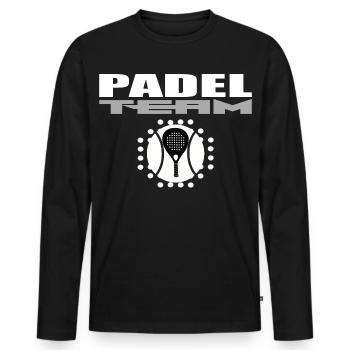 Padel Racket Design with Modern Style - Men's Premium Organic Long Sleeve Shirt - black - Front - Nico (187cm)