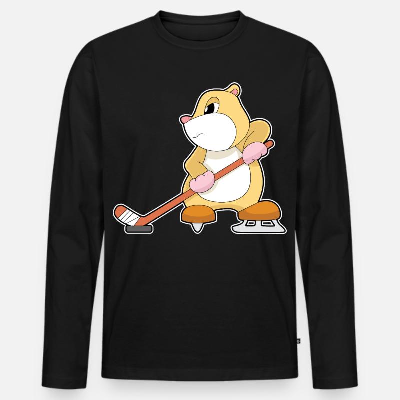 Hamster Eishockey Eishockeyschläger - Männer Premium Bio Langarmshirt - Schwarz