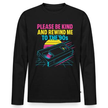 Retro 90er Jahre Kassette und Sunset Design - Männer Premium Bio Langarmshirt - Schwarz - Vorne - Nico (187cm)