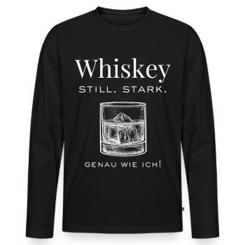 Whiskey - still. stark. Genau wie ich - Männer Premium Bio Langarmshirt - Schwarz - Vorne - Nico (187cm)