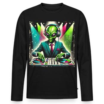 Illustration de DJ extraterrestre cosmique - T-shirt manches longues Premium bio Homme - noir - Devant - Nico (187cm)