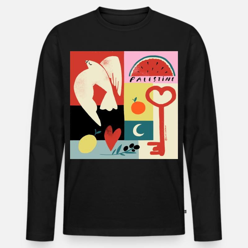 Alles über Palästina - Männer Premium Bio Langarmshirt - Schwarz