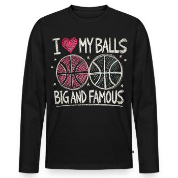 J’adore mes ballons gros et célèbre design de basket-ball - T-shirt manches longues Premium bio Homme - noir - Devant - Nico (187cm)