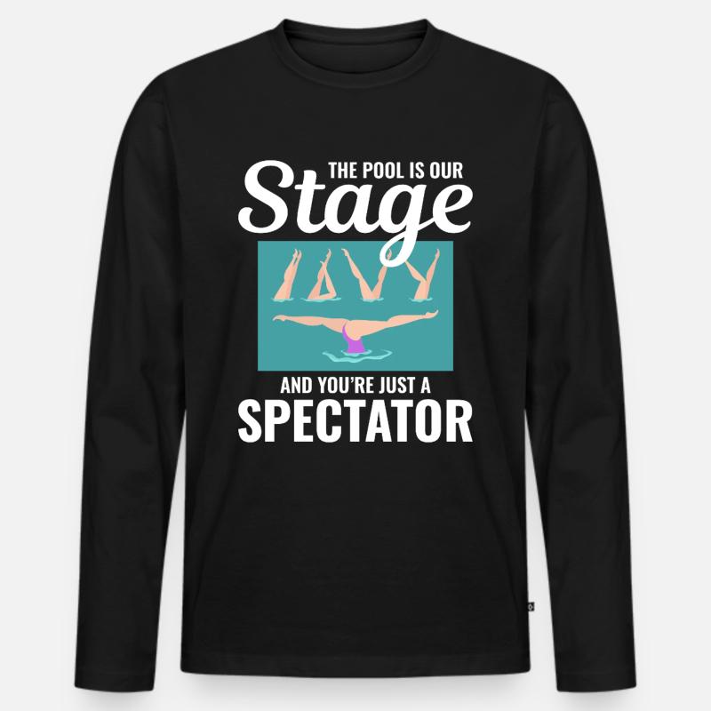 Zuschauer am Pool, Illustration, Synchronschwimmen - Männer Premium Bio Langarmshirt - Schwarz