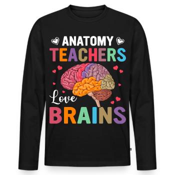 Le professeur d’anatomie aime les cerveaux – design coloré - T-shirt manches longues Premium bio Homme - noir - Devant - Nico (187cm)