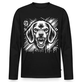 More aggressive beagle than in cool graffiti style - Men's Premium Organic Long Sleeve Shirt - black - Front - Nico (187cm)