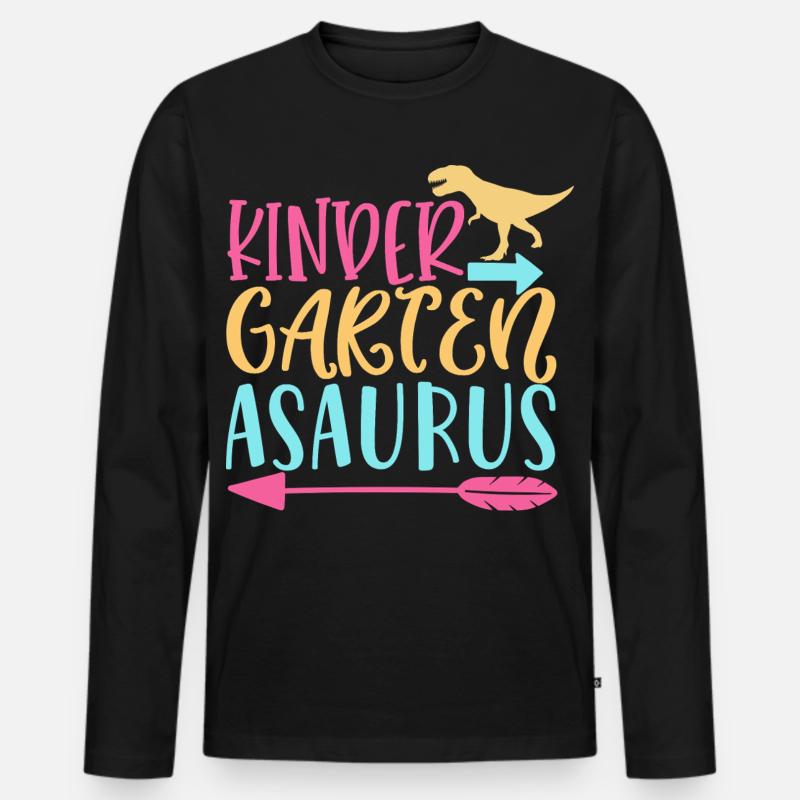 Kindergartenasaurus - Dinosaur Kindergarten - Männer Premium Bio Langarmshirt - Schwarz
