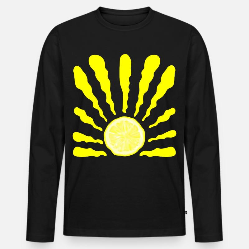 ZITRONE SOMMER SONNE - Männer Premium Bio Langarmshirt - Schwarz