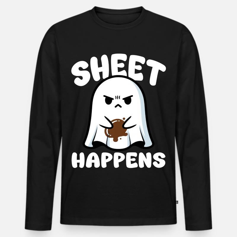 BLATT PASSIERT - GHOST HALLOWEEN - Männer Premium Bio Langarmshirt - Schwarz