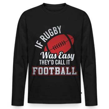 Humour Football Rugby T-Shirt - T-shirt manches longues Premium bio Homme - noir - Devant - Nico (187cm)