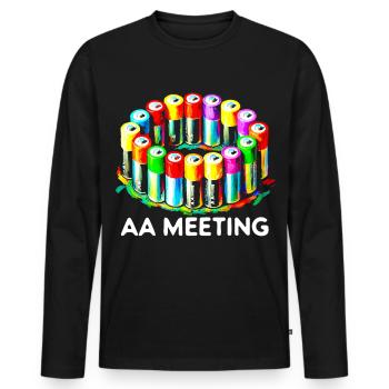 AA Meeting-Batterien Nüchternheit Humor T-Shirt - Männer Premium Bio Langarmshirt - Schwarz - Vorne - Nico (187cm)