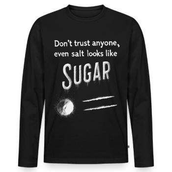 Sugar Trust Satirical Graphic Tee - Men's Premium Organic Long Sleeve Shirt - black - Front - Nico (187cm)