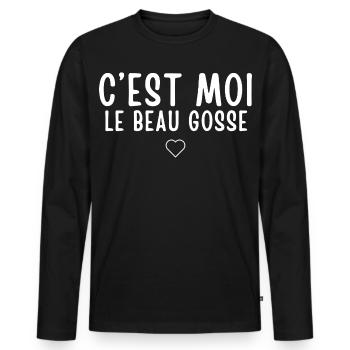 C'est Moi Le Beau Gossé - Style Décontracté - T-shirt manches longues Premium bio Homme - noir - Devant - Nico (187cm)