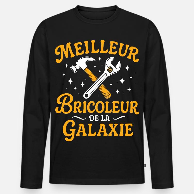 Bester Tüftler der Galaxis - Männer Premium Bio Langarmshirt - Schwarz
