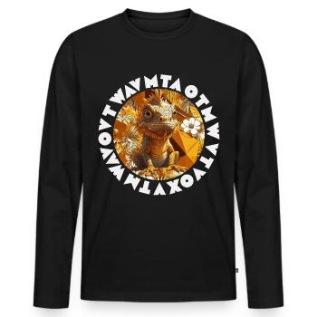 Tropical Chameleon Stylized Exotic Graphic - Men's Premium Organic Long Sleeve Shirt - black - Front - Nico (187cm)