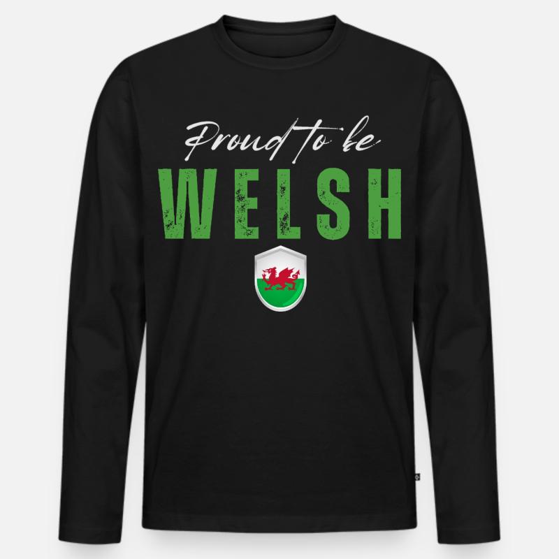 Welsh Pride, hergestellt in Wales - Männer Premium Bio Langarmshirt - Schwarz