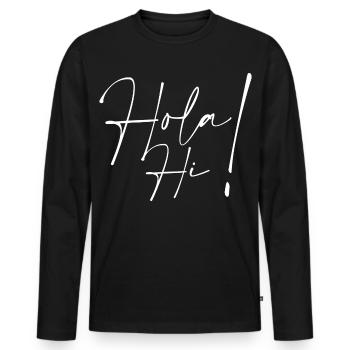 Bonjour Salut - T-shirt manches longues Premium bio Homme - noir - Devant - Nico (187cm)