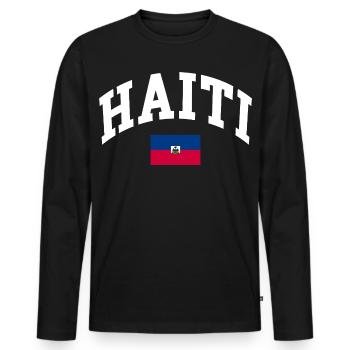 Haiti Flag - Men's Premium Organic Long Sleeve Shirt - black - Front - Nico (187cm)