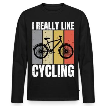 J’aime beaucoup le cyclisme Retro aime le cyclisme cycliste - T-shirt manches longues Premium bio Homme - noir - Devant - Nico (187cm)
