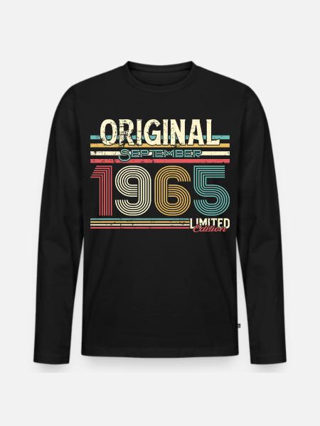 Retro September 1965 Design - Men's Premium Organic Long Sleeve Shirt - black