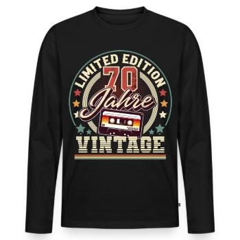 70th Birthday Vintage - Men's Premium Organic Long Sleeve Shirt - black - Front - Nico (187cm)
