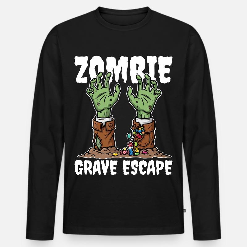 ZOMBIE_GRAVE_ESCAPE - Männer Premium Bio Langarmshirt - Schwarz