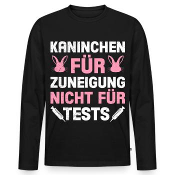 Animal Welfare RABBITS FOR AFFECTION NOT FOR TESTS - Men's Premium Organic Long Sleeve Shirt - black - Front - Nico (187cm)